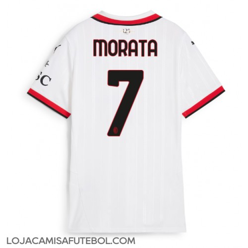 Camisa de Futebol AC Milan Alvaro Morata #7 Equipamento Secundário Mulheres 2024-25 Manga Curta